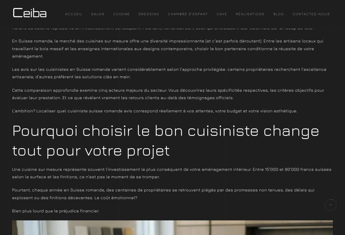 Ceiba's article on the best kitchen makers in western Switzerland
