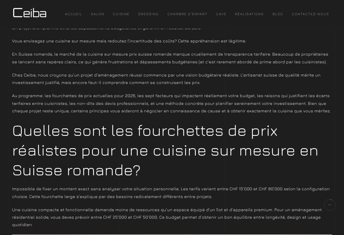 Ceiba's article on the price of a custom kitchen